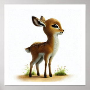 A 3D Watercolor Painting of a Cute Gazelle Poster