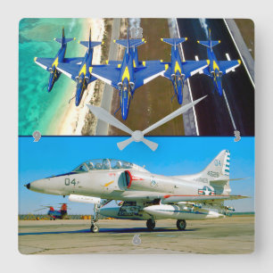 A-4 SKYHAWK SQUARE WALL CLOCK
