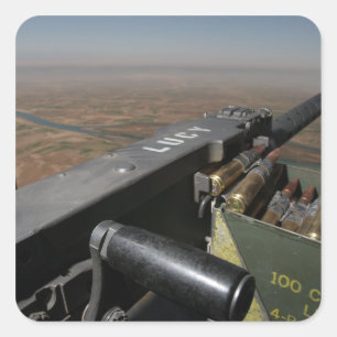 A 50 caliber machine gun square sticker