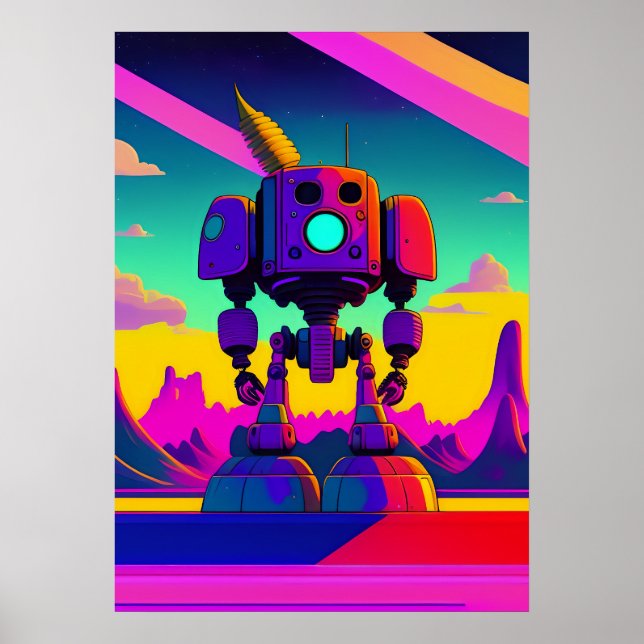 A 60s Inspired Skeleton Robot Poster (Front)