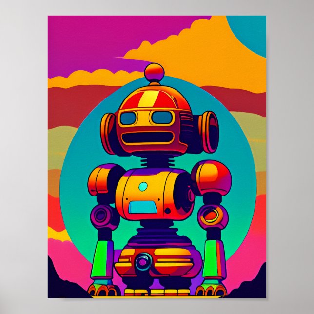 A 60s Inspired Skeleton Robot Poster (Front)