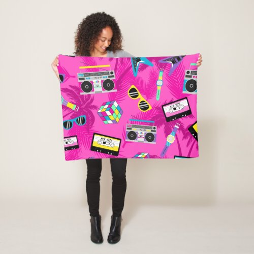 A 80s party retro fleece blanket