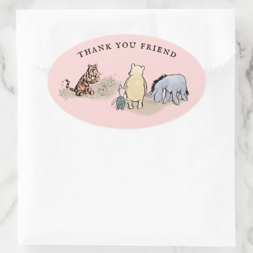 A A Milne Bear and Forest Friends Oval Sticker