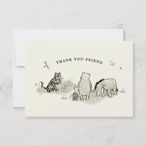 A A Milne Bear and Forest Friends Sepia Thank You Card