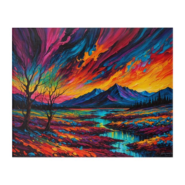 A Abstract painting of a sunset Acrylic Print (Front)