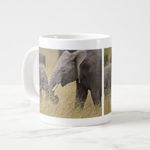 A African Elephant grazing in the fields Giant Coffee Mug