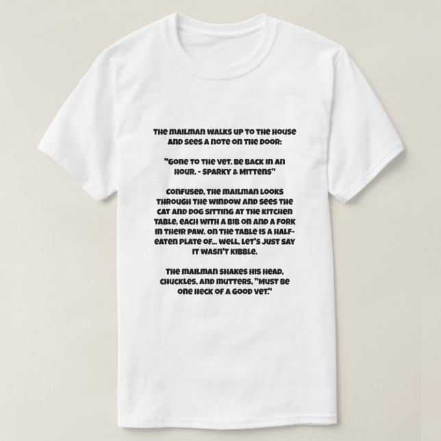 A AI joke about Cat and dog eating a human T-Shirt (Design Front)