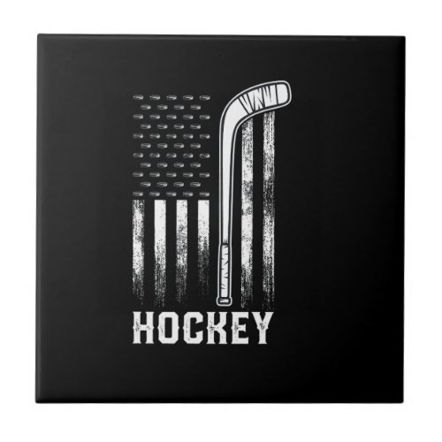 A american flag and a hockey ceramic tile