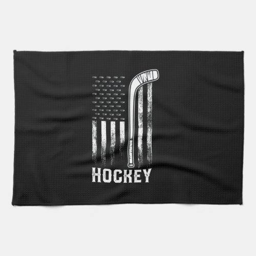 A american flag and a hockey kitchen towel