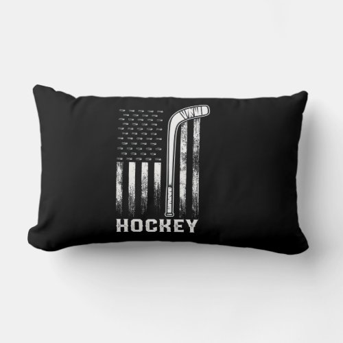A american flag and a hockey lumbar pillow