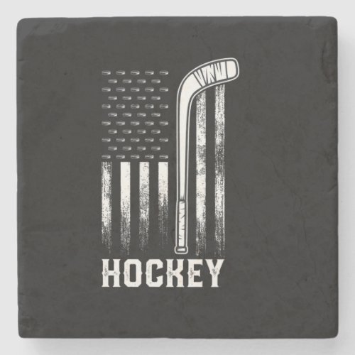 A american flag and a hockey stone coaster