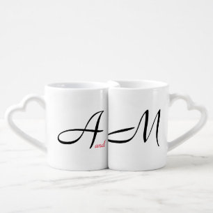 A and M letters Love text Coffee Mug Set