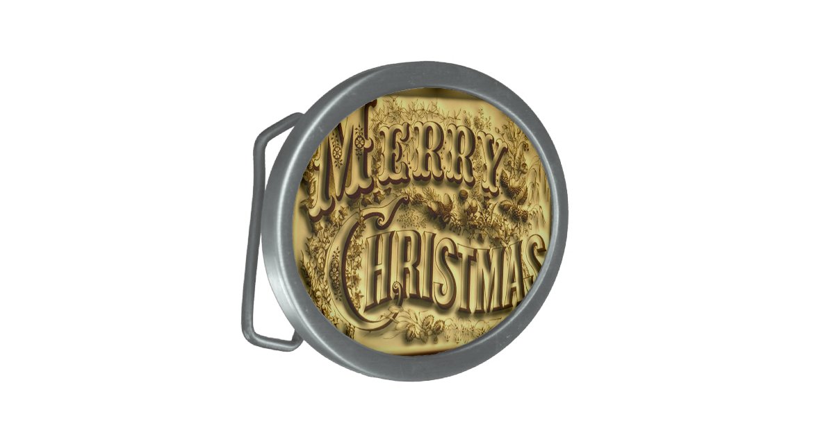 A and Merry Christmas Belt Buckle Zazzle