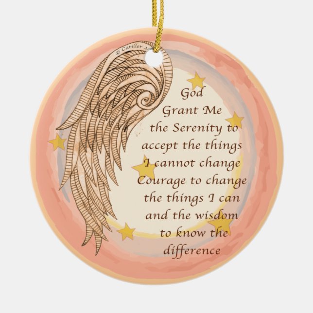 A  Angel Serenity Prayer Ceramic Ornament (Front)