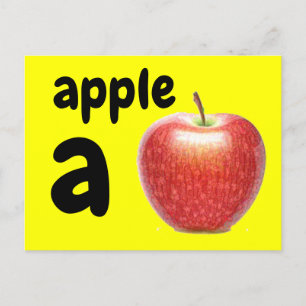 a - apple flash card