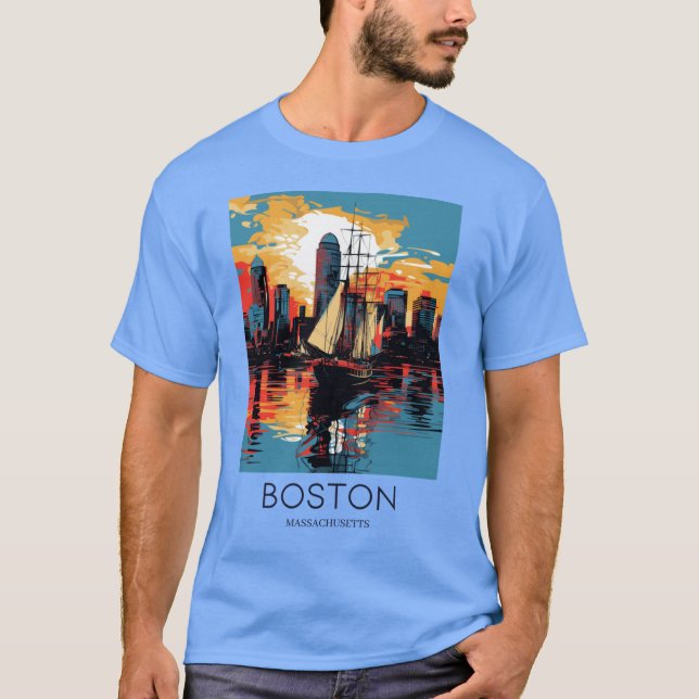 A Art Travel Print of Boston Massachusetts Oversiz T-Shirt (Front)