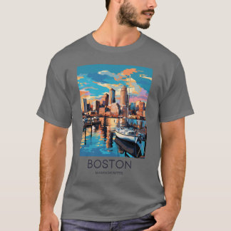 A Art Travel Print of Boston Massachusetts T-Shirt