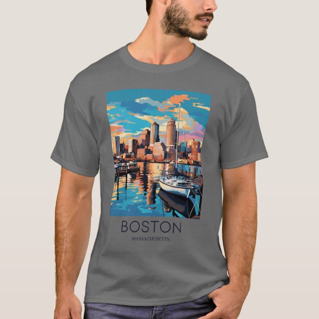 A Art Travel Print of Boston Massachusetts T-Shirt (Front)