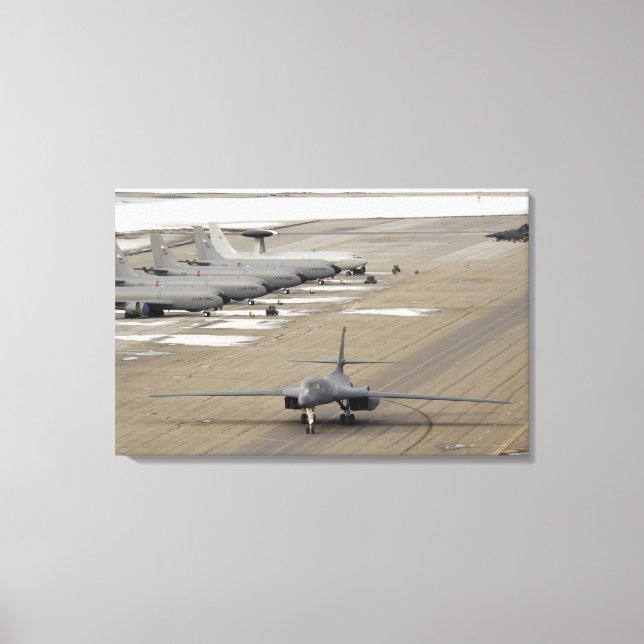 A B-1B Lancer arrives at Eielson Air Force Base Canvas Print (Front)