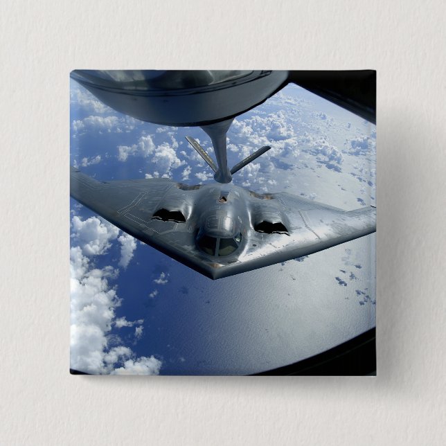 A B-2 Spirit moves into position for refueling Pinback Button (Front)