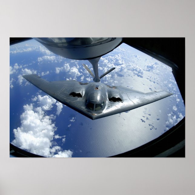 A B-2 Spirit moves into position for refueling Poster (Front)