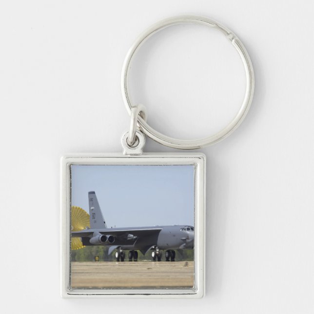 A B-52 Stratofortress deploys its drag chute Keychain (Front)