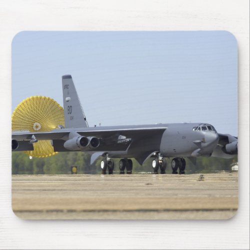 A B_52 Stratofortress deploys its drag chute Mouse Pad