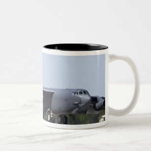 A B-52 Stratofortress deploys its drag chute Two-Tone Coffee Mug