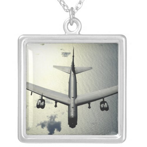 A B_52 Stratofortress in flight 2 Silver Plated Necklace
