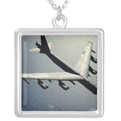 A B_52 Stratofortress in flight Silver Plated Necklace