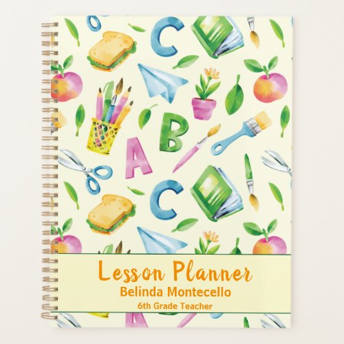 A B C School Watercolor Lesson Personalized Planner