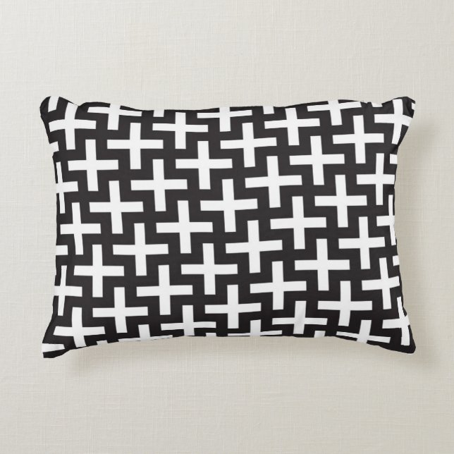 A b&w patterns made with 'plus' sign accent pillow (Front)