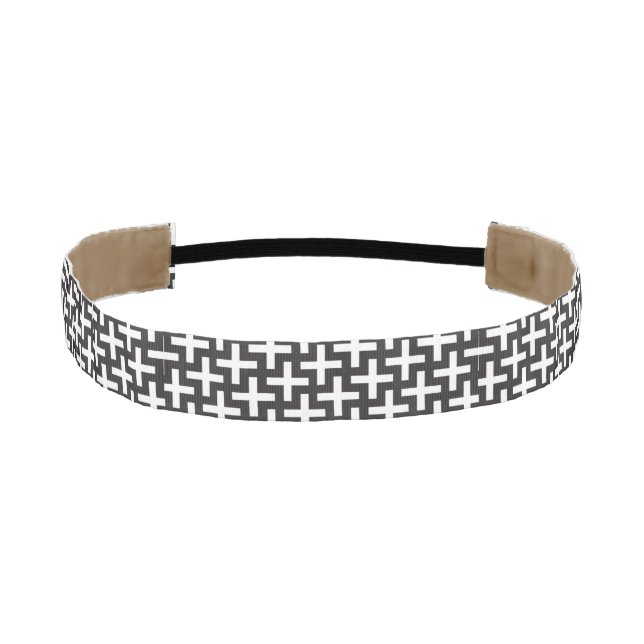 A b&w patterns made with 'plus' sign athletic headband (Front)