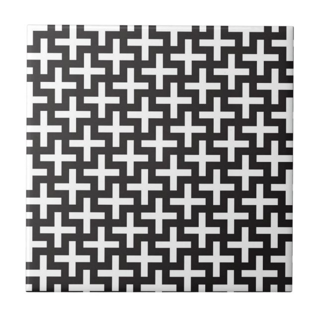 A b&w patterns made with 'plus' sign ceramic tile (Front)