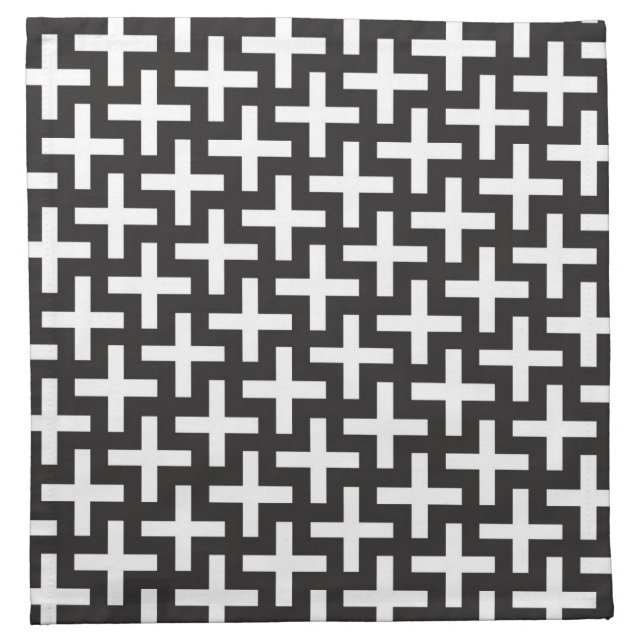 A b&w patterns made with 'plus' sign cloth napkin (Front)