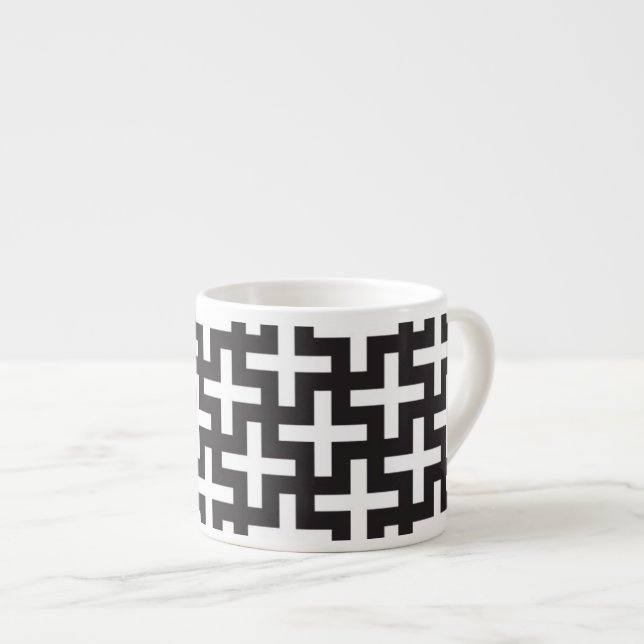 A b&w patterns made with 'plus' sign espresso cup (Front Right)