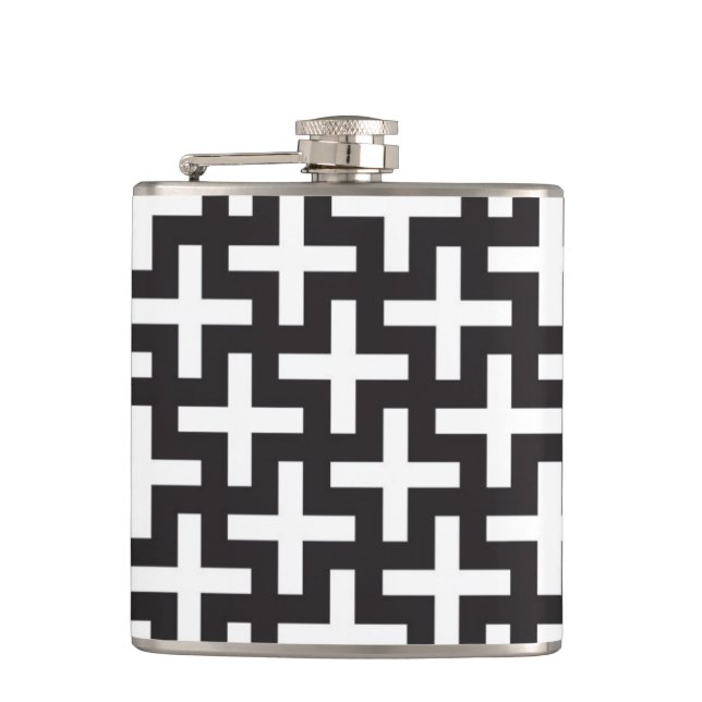 A b&w patterns made with 'plus' sign flask (Front)