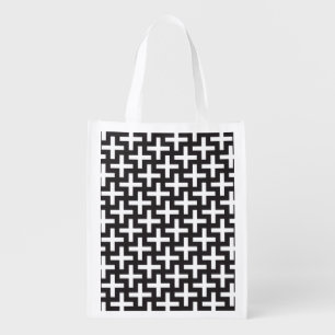 A b&w patterns made with 'plus' sign grocery bag