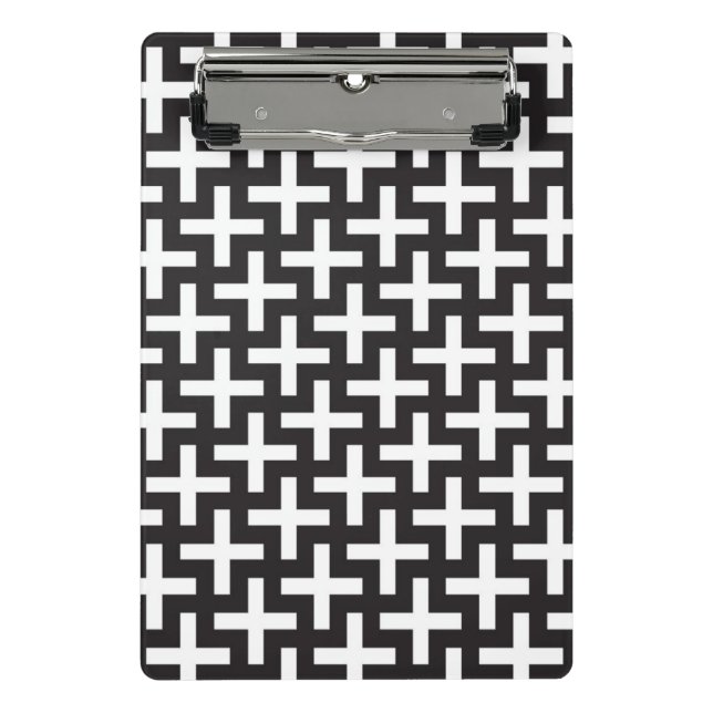 A b&w patterns made with 'plus' sign mini clipboard (Front)