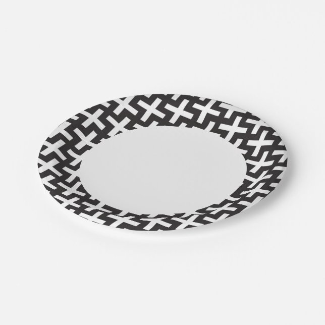 A b&w patterns made with 'plus' sign paper plates (Angled)