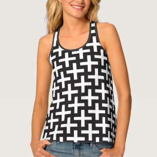 A b&w patterns made with 'plus' sign tank top