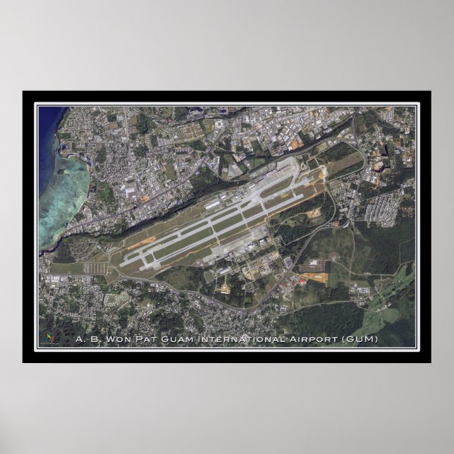 A B Won Pat Guam Intl Airport Satellite Poster Map (Front)