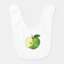 A Baby Bib with an illustration of a green apple