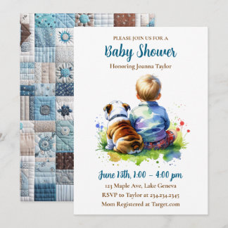 A Baby Boy and his English Bulldog | Baby Shower Invitation