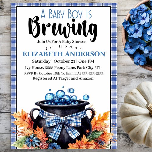 A Baby Boy Is Brewing Baby Shower Invitation