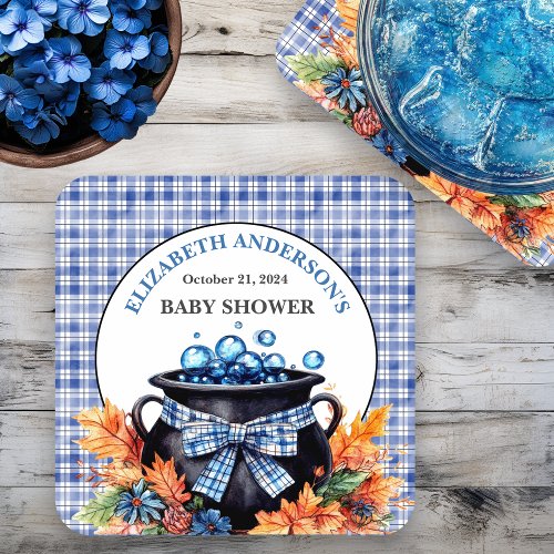 A Baby Boy Is Brewing Baby Shower Square Paper Coaster