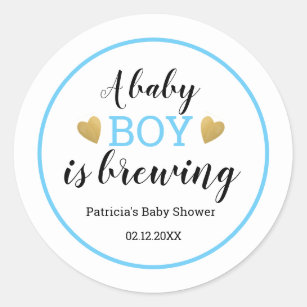 A Baby Boy Is Brewing Baby Shower  Thank You Classic Round Sticker