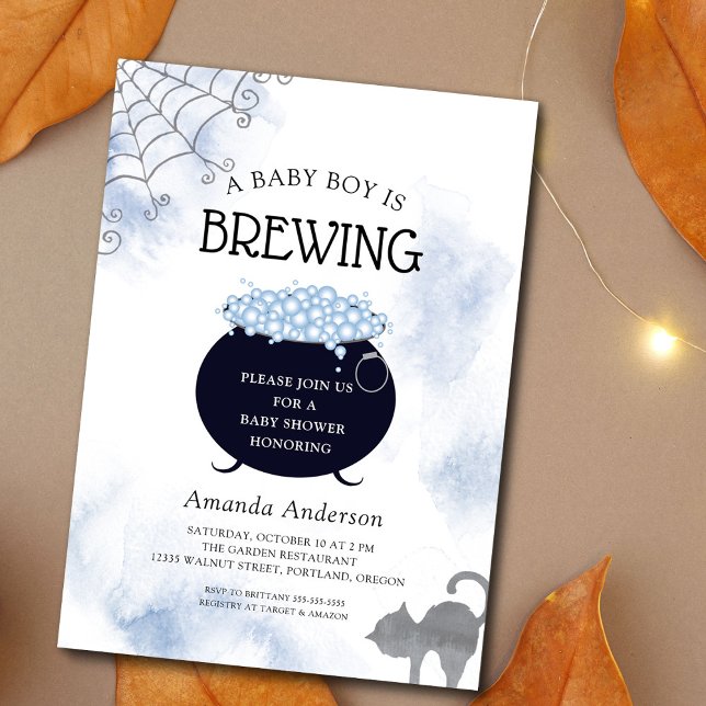 A Baby Boy Is Brewing Halloween Baby Shower Invitation (Creator Uploaded)