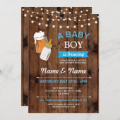 A Baby Boy is Brewing Shower Beers BBQ Wood Invite (Front/Back)
