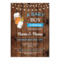 A Baby Boy is Brewing Shower Beers BBQ Wood Invite